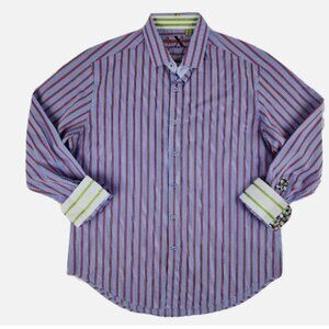 ROBERT GRAHAM X Collection Men's Striped Flip Cuff Button-down Shirt Size 2XL